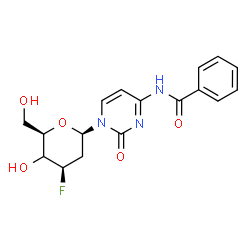 ChemSpider 2D Image | 4-(Benzoylamino)-1-[(4xi)-2,3-dideoxy-3-fluoro-beta-D-threo-hexopyranosyl]-2(1H)-pyrimidinone | C17H18FN3O5