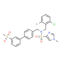 ChemSpider 2D Image | N-(2-Chloro-6-fluorobenzyl)-1-methyl-N-{[3'-(methylsulfonyl)-4-biphenylyl]methyl}-1H-imidazole-4-sulfonamide | C25H23ClFN3O4S2
