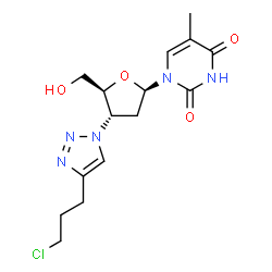 ChemSpider 2D Image | 3'-[4-(3-Chloropropyl)-1H-1,2,3-triazol-1-yl]-3'-deoxythymidine | C15H20ClN5O4