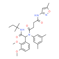 ChemSpider 2D Image | N-{1-(2,3-Dimethoxyphenyl)-2-[(2-methyl-2-butanyl)amino]-2-oxoethyl}-N-(3,5-dimethylphenyl)-N'-(5-methyl-1,2-oxazol-3-yl)succinamide | C31H40N4O6