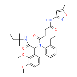 ChemSpider 2D Image | N-{1-(2,3-Dimethoxyphenyl)-2-[(2-methyl-2-butanyl)amino]-2-oxoethyl}-N-(2-ethylphenyl)-N'-(5-methyl-1,2-oxazol-3-yl)succinamide | C31H40N4O6