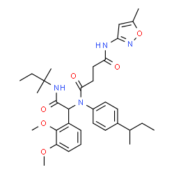 ChemSpider 2D Image | N-(4-sec-Butylphenyl)-N-{1-(2,3-dimethoxyphenyl)-2-[(2-methyl-2-butanyl)amino]-2-oxoethyl}-N'-(5-methyl-1,2-oxazol-3-yl)succinamide | C33H44N4O6