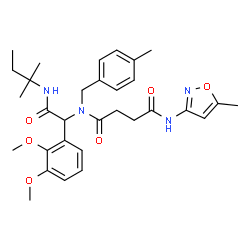 ChemSpider 2D Image | N-{1-(2,3-Dimethoxyphenyl)-2-[(2-methyl-2-butanyl)amino]-2-oxoethyl}-N-(4-methylbenzyl)-N'-(5-methyl-1,2-oxazol-3-yl)succinamide | C31H40N4O6