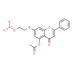 ChemSpider 2D Image | 7-[2-(Nitrooxy)ethoxy]-4-oxo-2-phenyl-4H-chromen-5-yl acetate | C19H15NO8