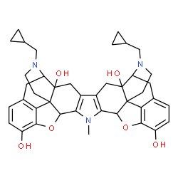ChemSpider 2D Image | 11,33-Bis(cyclopropylmethyl)-22-methyl-19,25-dioxa-11,22,33-triazaundecacyclo[24.9.1.1~8,14~.0~1,24~.0~2,32~.0~4,23~.0~5,21~.0~7,12~.0~8,20~.0~18,37~.0~30,36~]heptatriaconta-4(23),5(21),14(37),15,17,2
6(36),27,29-octaene-2,7,17,27-tetrol | C41H45N3O6