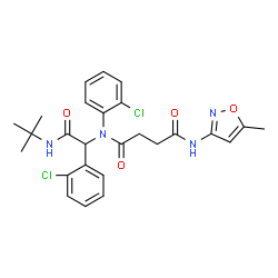 ChemSpider 2D Image | N-(2-Chlorophenyl)-N-{1-(2-chlorophenyl)-2-[(2-methyl-2-propanyl)amino]-2-oxoethyl}-N'-(5-methyl-1,2-oxazol-3-yl)succinamide | C26H28Cl2N4O4