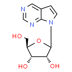 ChemSpider 2D Image | 7-(D-Ribofuranosyl)-7H-pyrrolo[2,3-d]pyrimidine | C11H13N3O4