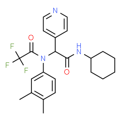 ChemSpider 2D Image | N-[2-(Cyclohexylamino)-2-oxo-1-(4-pyridinyl)ethyl]-N-(3,4-dimethylphenyl)-2,2,2-trifluoroacetamide | C23H26F3N3O2