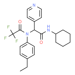 ChemSpider 2D Image | N-[2-(Cyclohexylamino)-2-oxo-1-(4-pyridinyl)ethyl]-N-(4-ethylphenyl)-2,2,2-trifluoroacetamide | C23H26F3N3O2