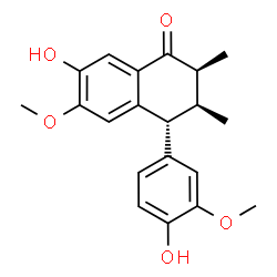 ChemSpider 2D Image | (2S,3S,4R)-7-Hydroxy-4-(4-hydroxy-3-methoxyphenyl)-6-methoxy-2,3-dimethyl-3,4-dihydro-1(2H)-naphthalenone | C20H22O5