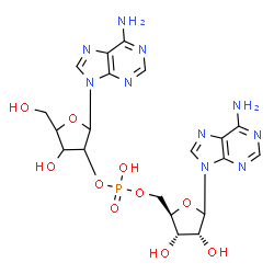 ChemSpider 2D Image | [(2R,3S,4R)-5-(6-aminopurin-9-yl)-3,4-dihydroxy-tetrahydrofuran-2-yl]methyl [2-(6-aminopurin-9-yl)-4-hydroxy-5-(hydroxymethyl)tetrahydrofuran-3-yl] hydrogen phosphate | C20H25N10O10P