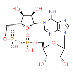 ChemSpider 2D Image | (2R,3R,4S,5R,13R,14S,15R)-24-Imino-7,9,11,25,26-pentaoxa-1,17,19,22-tetraaza-8,10-diphosphapentacyclo[18.3.1.1~2,5~.1~13,16~.0~17,21~]hexacosa-18,20,22-triene-3,4,8,10,14,15-hexol 8,10-dioxide | C15H21N5O13P2