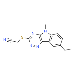 ChemSpider 2D Image | (6-Ethyl-9-methyl-9H-1,3,4,9-tetraaza-fluoren-2-ylsulfanyl)-acetonitrile | C14H13N5S