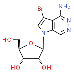 ChemSpider 2D Image | 3-Bromo-1-(D-ribofuranosyl)-1H-pyrrolo[2,3-d]pyridazin-4-amine | C11H13BrN4O4