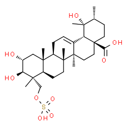 ChemSpider 2D Image | (2alpha,3beta)-2,3,19-Trihydroxy-23-(sulfooxy)urs-12-en-28-oic acid | C30H48O9S