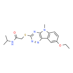 ChemSpider 2D Image | 2-[(8-Ethoxy-5-methyl-5H-[1,2,4]triazino[5,6-b]indol-3-yl)sulfanyl]-N-isopropylacetamide | C17H21N5O2S