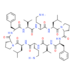 ChemSpider 2D Image | Cyclo(L-leucyl-D-prolyl-L-phenylalanyl-L-valyl-L-ornithyl-L-leucyl-D-prolyl-L-phenylalanyl-L-valyl-L-ornithyl) | C60H92N12O10