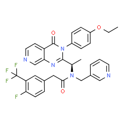 ChemSpider 2D Image | N-{(1R)-1-[3-(4-Ethoxyphenyl)-4-oxo-3,4-dihydropyrido[3,4-d]pyrimidin-2-yl]ethyl}-2-[4-fluoro-3-(trifluoromethyl)phenyl]-N-(3-pyridinylmethyl)acetamide | C32H27F4N5O3