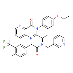 ChemSpider 2D Image | N-{(1R)-1-[3-(4-Ethoxyphenyl)-4-oxo-3,4-dihydropyrido[3,2-d]pyrimidin-2-yl]ethyl}-2-[4-fluoro-3-(trifluoromethyl)phenyl]-N-(3-pyridinylmethyl)acetamide | C32H27F4N5O3