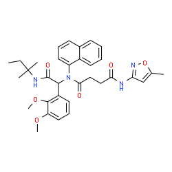ChemSpider 2D Image | N-{1-(2,3-Dimethoxyphenyl)-2-[(2-methyl-2-butanyl)amino]-2-oxoethyl}-N'-(5-methyl-1,2-oxazol-3-yl)-N-(1-naphthyl)succinamide | C33H38N4O6