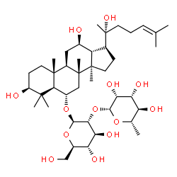 ChemSpider 2D Image | (3beta,6alpha,12beta,20R)-3,12,20-Trihydroxydammar-24-en-6-yl 2-O-(6-deoxy-beta-L-mannopyranosyl)-beta-D-glucopyranoside | C42H72O13