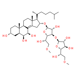 ChemSpider 2D Image | (3alpha,5alpha,6beta,7beta,16alpha)-3,6,7-Trihydroxycholest-8(14)-en-16-yl 6-O-methyl-3-O-(6-O-methyl-alpha-L-altrofuranosyl)-alpha-L-altrofuranoside | C41H70O14