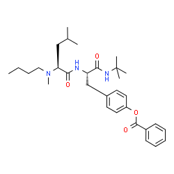 ChemSpider 2D Image | N-Butyl-N-methyl-L-leucyl-O-benzoyl-N-(2-methyl-2-propanyl)-L-tyrosinamide | C31H45N3O4