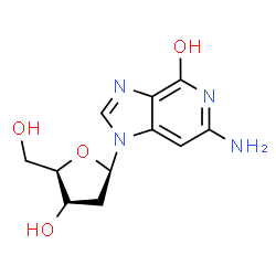 ChemSpider 2D Image | 6-Amino-1-(2-deoxy-beta-D-glycero-pentofuranosyl)-1,5-dihydro-4H-imidazo[4,5-c]pyridin-4-one | C11H14N4O4