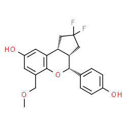 ChemSpider 2D Image | (3aS,4R,9bR)-2,2-Difluoro-4-(4-hydroxyphenyl)-6-(methoxymethyl)-1,2,3,3a,4,9b-hexahydrocyclopenta[c]chromen-8-ol | C20H20F2O4