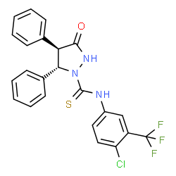 ChemSpider 2D Image | (4R,5S)-N-[4-Chloro-3-(trifluoromethyl)phenyl]-3-oxo-4,5-diphenyl-1-pyrazolidinecarbothioamide | C23H17ClF3N3OS