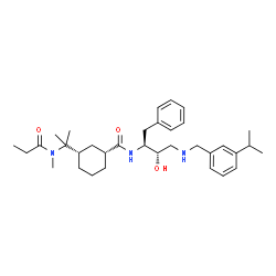 ChemSpider 2D Image | (1R,3S)-N-{(2S,3S)-3-Hydroxy-4-[(3-isopropylbenzyl)amino]-1-phenyl-2-butanyl}-3-{2-[methyl(propionyl)amino]-2-propanyl}cyclohexanecarboxamide | C34H51N3O3