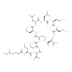 ChemSpider 2D Image | N-[(2S)-4-Amino-1-{[(2S,3R)-1-{[(2S)-4-amino-1-oxo-1-({(3S,6S,9S,12S,15R,18S,21S)-6,9,18-tris(2-aminoethyl)-3-[(1S)-1-hydroxyethyl]-12,15-diisobutyl-2,5,8,11,14,17,20-heptaoxo-1,4,7,10,13,16,19-heptaa
zacyclotricosan-21-yl}amino)-2-butanyl]amino}-3-hydroxy-1-oxo-2-butanyl]amino}-1-oxo-2-butanyl]-5-methylheptanamide | C52H98N16O13