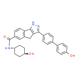 ChemSpider 2D Image | 3-(4'-Hydroxybiphenyl-4-Yl)-N-(4-Hydroxycyclohexyl)-1,4-Dihydroindeno[1,2-C]pyrazole-6-Carboxamide | C29H27N3O3