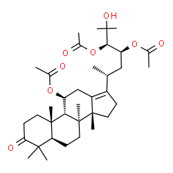 ChemSpider 2D Image | (8alpha,9beta,11beta,14beta,23S,24R)-25-Hydroxy-3-oxodammar-13(17)-ene-11,23,24-triyl triacetate | C36H56O8