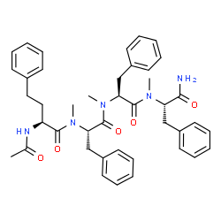 ChemSpider 2D Image | N-[(2S)-2-Acetamido-4-phenylbutanoyl]-N-methyl-L-phenylalanyl-N-methyl-L-phenylalanyl-Nalpha-methyl-L-phenylalaninamide | C42H49N5O5