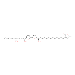 ChemSpider 2D Image | (5R)-3-[(13R)-13-{(2R,2'R,5R,5'R)-5'-[(1R,5R)-1,5-Dihydroxyundecyl]octahydro-2,2'-bifuran-5-yl}-13-hydroxytridecyl]-5-methyl-2(5H)-furanone | C37H66O7