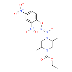 ChemSpider 2D Image | Ethyl 4-[(Z)-(2,4-dinitrophenoxy)-NNO-azoxy]-2,5-dimethyl-1-piperazinecarboxylate | C15H20N6O8