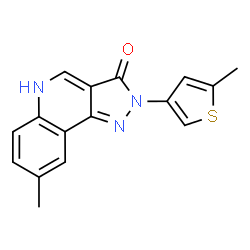 ChemSpider 2D Image | 8-Methyl-2-(5-methyl-3-thienyl)-2,5-dihydro-3H-pyrazolo[4,3-c]quinolin-3-one | C16H13N3OS
