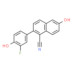 ChemSpider 2D Image | 2-(3-Fluoro-4-hydroxyphenyl)-6-hydroxy-1-naphthonitrile | C17H10FNO2