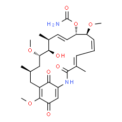 ChemSpider 2D Image | (4E,6Z,8S,9S,10E,12S,13R,14S,16R)-13-Hydroxy-8,14,19-trimethoxy-4,12,16-trimethyl-3,20,22-trioxo-2-azabicyclo[16.3.1]docosa-1(21),4,6,10,18-pentaen-9-yl carbamate | C28H38N2O9