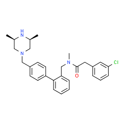 ChemSpider 2D Image | 2-(3-Chlorophenyl)-N-[(4'-{[(3R,5S)-3,5-dimethyl-1-piperazinyl]methyl}-2-biphenylyl)methyl]-N-methylacetamide | C29H34ClN3O