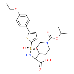 ChemSpider 2D Image | (2R)-({[5-(4-Ethoxyphenyl)-2-thienyl]sulfonyl}amino)[1-(isopropoxycarbonyl)-4-piperidinyl]acetic acid | C23H30N2O7S2
