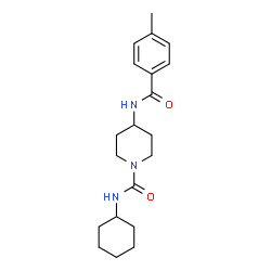 ChemSpider 2D Image | N-Cyclohexyl-4-[(4-methylbenzoyl)amino]-1-piperidinecarboxamide | C20H29N3O2