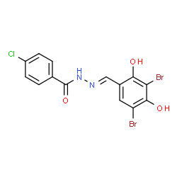 ChemSpider 2D Image | 4-Chloro-N'-[(E)-(3,5-dibromo-2,4-dihydroxyphenyl)methylene]benzohydrazide | C14H9Br2ClN2O3