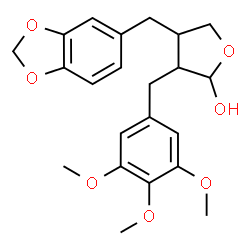 ChemSpider 2D Image | 4-(1,3-Benzodioxol-5-ylmethyl)-3-(3,4,5-trimethoxybenzyl)tetrahydro-2-furanol | C22H26O7
