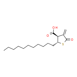 ChemSpider 2D Image | (2R,3R)-4-Methylene-5-oxo-2-undecyltetrahydro-3-thiophenecarboxylic acid | C17H28O3S