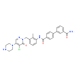 ChemSpider 2D Image | N~4~'-(3-{[5-Chloro-6-oxo-4-(1-piperazinyl)-1(6H)-pyridazinyl]methyl}-2-methylphenyl)-3,4'-biphenyldicarboxamide | C30H29ClN6O3
