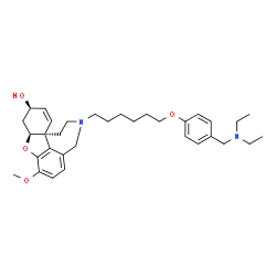 ChemSpider 2D Image | (4aS,6R,8aS)-11-(6-{4-[(Diethylamino)methyl]phenoxy}hexyl)-3-methoxy-5,6,9,10,11,12-hexahydro-4aH-[1]benzofuro[3a,3,2-ef][2]benzazepin-6-ol | C33H46N2O4