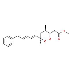 ChemSpider 2D Image | Methyl {(3S,4R,6R)-4,6-dimethyl-6-[(2E,4E)-6-phenyl-2,4-hexadien-2-yl]-1,2-dioxan-3-yl}acetate | C21H28O4