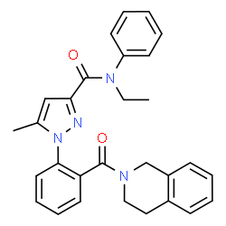 ChemSpider 2D Image | 1-[2-(3,4-Dihydro-2(1H)-isoquinolinylcarbonyl)phenyl]-N-ethyl-5-methyl-N-phenyl-1H-pyrazole-3-carboxamide | C29H28N4O2